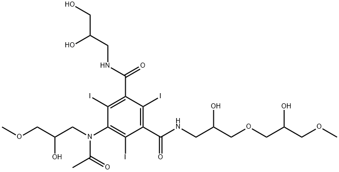 1,3-Benzenedicarboxamide, 5-[acetyl(2-hydroxy-3-methoxypropyl)amino]-N1-(2,3-dihydroxypropyl)-N3-[2-hydroxy-3-(2-hydroxy-3-methoxypropoxy)propyl]-2,4,6-triiodo- Structure