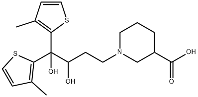 3-Piperidinecarboxylic acid, 1-[3,4-dihydroxy-4,4-bis(3-methyl-2-thienyl)butyl]- Structure