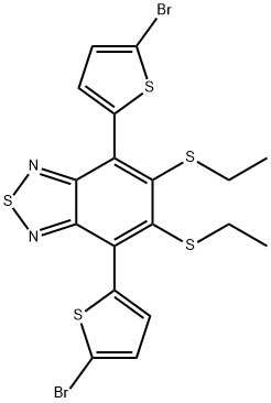 2,1,3-Benzothiadiazole, 4,7-bis(5-bromo-2-thienyl)-5,6-bis(ethylthio)- Structure