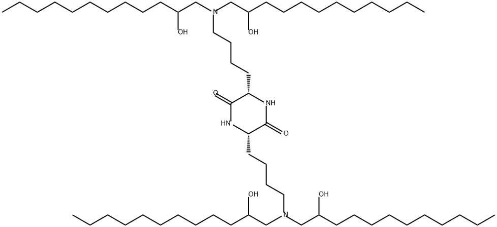 2,5-Piperazinedione, 3,6-bis[4-[bis(2-hydroxydodecyl)amino]butyl]-, (3S,6S)- Structure