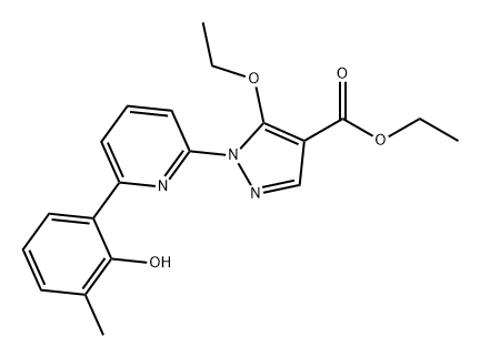 1H-Pyrazole-4-carboxylic acid, 5-ethoxy-1-[6-(2-hydroxy-3-methylphenyl)-2-pyridinyl]-, ethyl ester 구조식 이미지