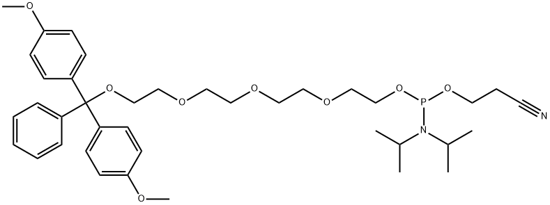 Phosphoramidous acid, N,N-bis(1-methylethyl)-, 13,13-bis(4-methoxyphenyl)-13-phenyl-3,6,9,12-tetraoxatridec-1-yl 2-cyanoethyl ester 구조식 이미지