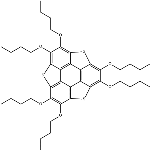 Triphenyleno[1,12-bcd:4,5-b'c'd':8,9-b''c''d'']trithiophene, 2,3,5,6,8,9-hexabutoxy- Structure