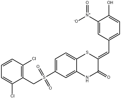 2H-1,4-Benzothiazin-3(4H)-one, 6-[[(2,6-dichlorophenyl)methyl]sulfonyl]-2-[(4-hydroxy-3-nitrophenyl)methylene]-, (2Z)- Structure