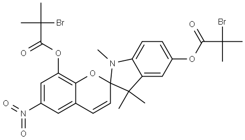 Propanoic acid, 2-bromo-2-methyl-, 1,1'-(1',3'-dihydro-1',3',3'-trimethyl-6-nitrospiro[2H-1-benzopyran-2,2'-[2H]indole]-5',8-diyl) ester 구조식 이미지