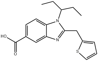 1H-Benzimidazole-5-carboxylic acid, 1-(1-ethylpropyl)-2-(2-thienylmethyl)- Structure