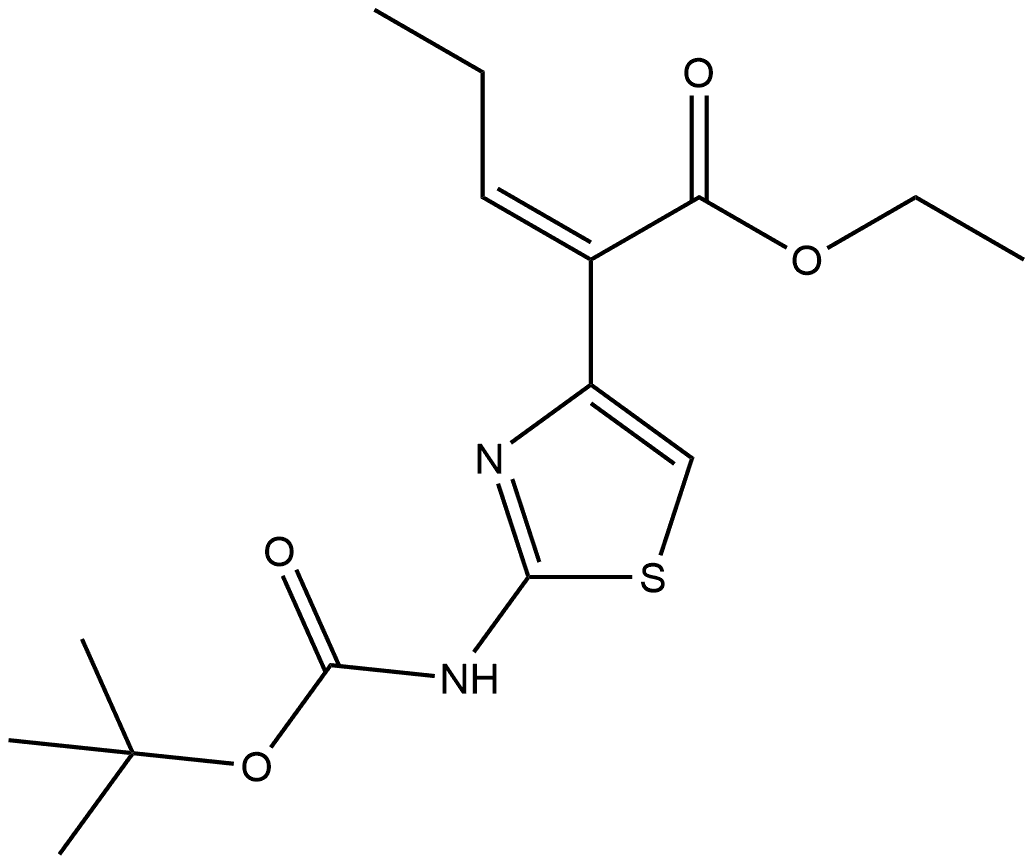 4-Thiazoleacetic acid, 2-[[(1,1-dimethylethoxy)carbonyl]amino]-α-propylidene-, ethyl ester, (Z)- Structure