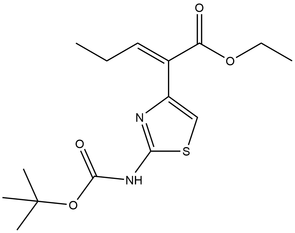 4-Thiazoleacetic acid, 2-[[(1,1-dimethylethoxy)carbonyl]amino]-α-propylidene-, ethyl ester, (E)- Structure