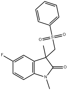 5-fluoro-1, 3-dimethyl-3-((phenylsulfonyl)methyl)indolin-2-one Structure