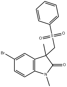 5-bromo-1, 3-dimethyl-3-((phenylsulfonyl)methyl)indolin-2-one Structure