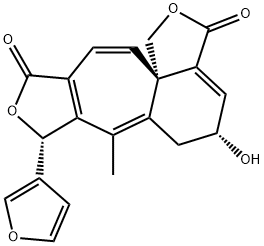 1H,3H-Furo[3',4':4,5]cyclohept[1,2-d]isobenzofuran-3,10(8H)-dione, 8-(3-furanyl)-5,6-dihydro-5-hydroxy-7-methyl-, (5R,8R,12aS)- Structure