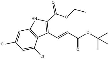 1H-Indole-2-carboxylic acid, 4,6-dichloro-3-[(1E)-3-(1,1-dimethylethoxy)-3-oxo-1-propen-1-yl]-, ethyl ester Structure