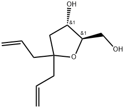 (2R,3S)-Tetrahydro-3-hydroxy-5,5-di-2-propen-1-yl-2-furanmethanol Structure