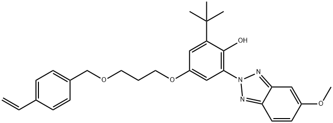 Phenol, 2-(1,1-dimethylethyl)-4-[3-[(4-ethenylphenyl)methoxy]propoxy]-6-(5-methoxy-2H-benzotriazol-2-yl)- 구조식 이미지