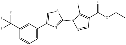 1H-Pyrazole-4-carboxylic acid, 5-methyl-1-[4-[3-(trifluoromethyl)phenyl]-2-thiazolyl]-, ethyl ester Structure