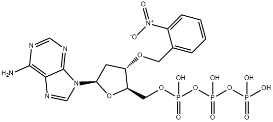 Adenosine 5'-(tetrahydrogen triphosphate), 2'-deoxy-3'-O-[(2-nitrophenyl)methyl]- 구조식 이미지