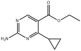5-Pyrimidinecarboxylic acid, 2-amino-4-cyclopropyl-, ethyl ester 구조식 이미지