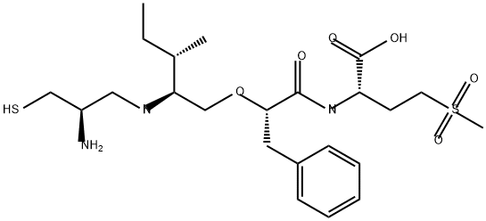 Butanoic acid, 2-[[(2S)-2-[[(2S,3S)-2-[[(2R)-2-amino-3-mercaptopropyl]amino]-3-methylpentyl]oxy]-1-oxo-3-phenylpropyl]amino]-4-(methylsulfonyl)-, (2S)- Structure