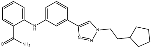 Benzamide, 2-[[3-[1-(2-cyclopentylethyl)-1H-1,2,3-triazol-4-yl]phenyl]amino]- Structure