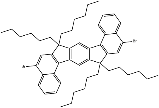 Benzo[g]benz[6,7]indeno[1,2-b]fluorene, 5,13-dibromo-7,7,15,15-tetrahexyl-7,15-dihydro- Structure