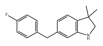 1H-Indole, 6-[(4-fluorophenyl)methyl]-2,3-dihydro-3,3-dimethyl- 구조식 이미지