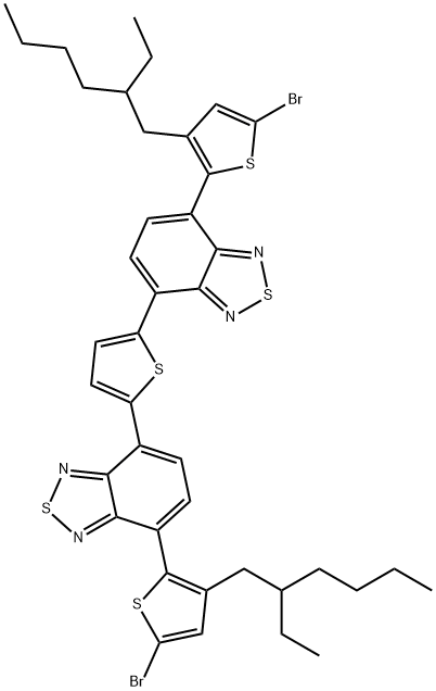 2,1,3-Benzothiadiazole, 4,4'-(2,5-thiophenediyl)bis[7-[5-bromo-3-(2-ethylhexyl)-2-thienyl]- Structure