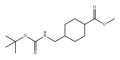 Cyclohexanecarboxylic acid, 4-[[[(1,1-dimethylethoxy)carbonyl]amino]methyl]-, methyl ester Structure