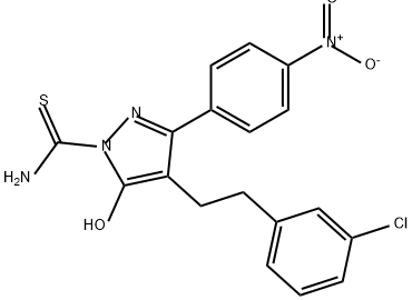 4-[2-(3-chlorophenyl)ethyl]-5-hydroxy-3-(4-nitroph
enyl)-1H-pyrazole-1-carbothioamide 구조식 이미지