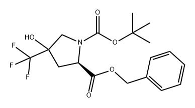 1,2-Pyrrolidinedicarboxylic acid, 4-hydroxy-4-(trifluoromethyl)-, 1-(1,1-dimethylethyl) 2-(phenylmethyl) ester, (2R)- 구조식 이미지