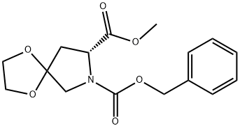 1,4-Dioxa-7-azaspiro[4.4]nonane-7,8-dicarboxylic acid, 8-methyl 7-(phenylmethyl) ester, (8R)- Structure