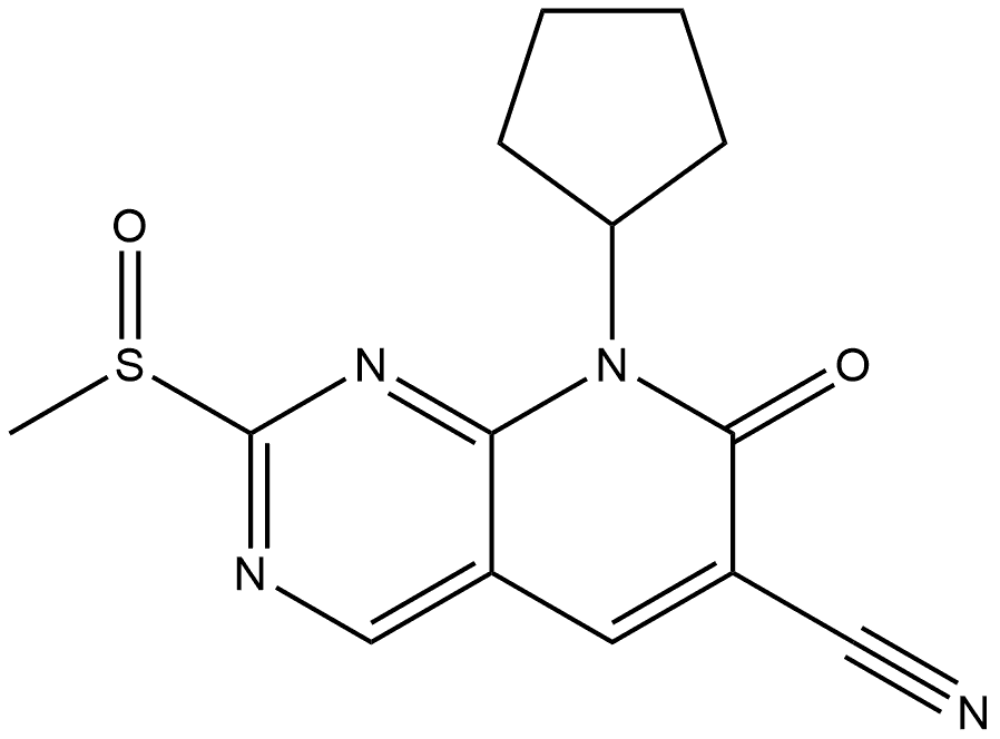 8-cyclopentyl-2-(methylsulfinyl)-7-oxo-7,8-dihydropyrido[2,3-d]pyrimidine-6-carbonitrile Structure