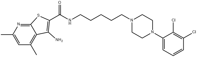 Thieno[2,3-b]pyridine-2-carboxamide, 3-amino-N-[5-[4-(2,3-dichlorophenyl)-1-piperazinyl]pentyl]-4,6-dimethyl- Structure