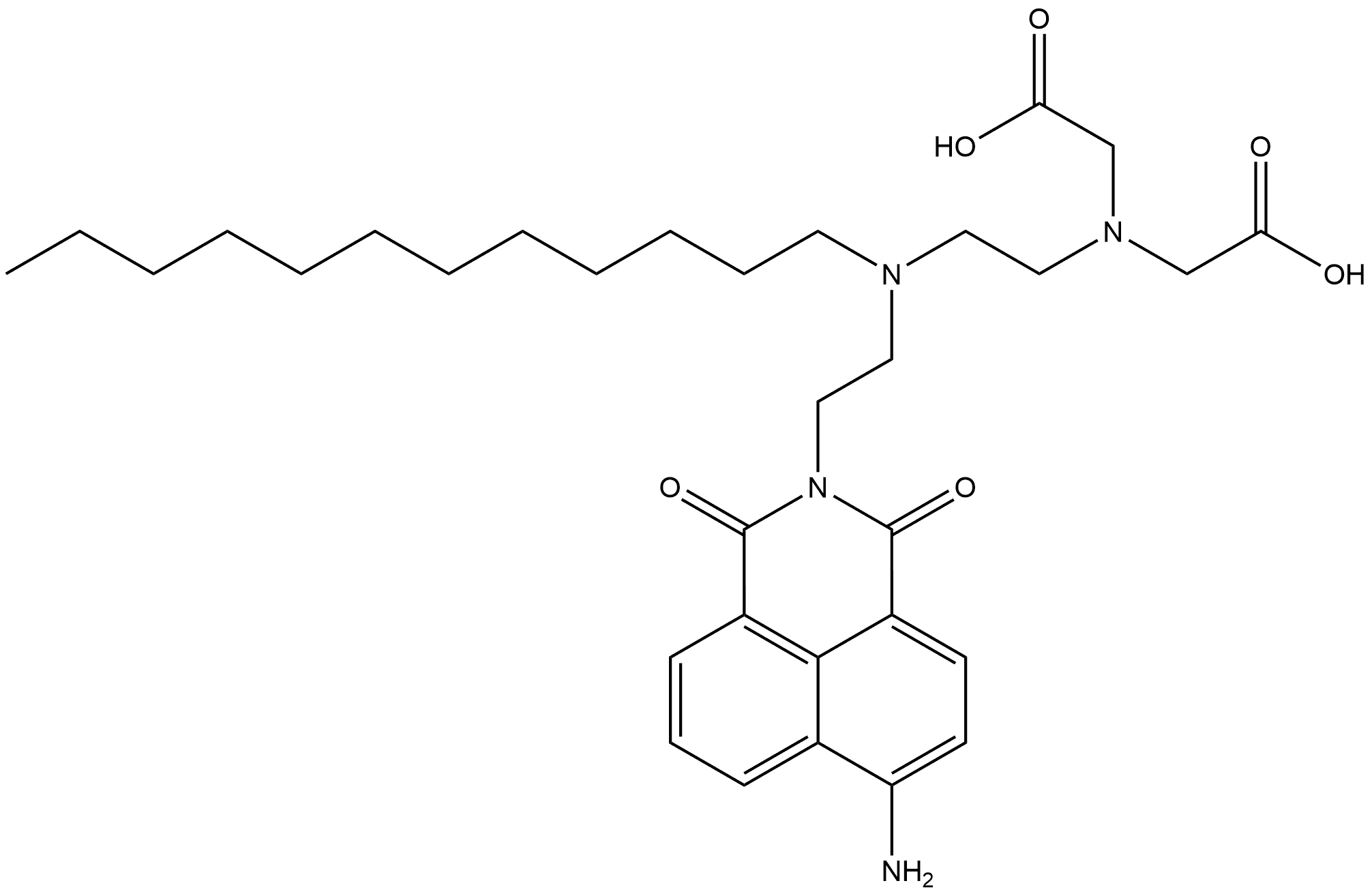 Glycine, N-[2-[[2-(6-amino-1,3-dioxo-1H-benz[de]isoquinolin-2(3H)-yl)ethyl]dodecylamino]ethyl]-N-(carboxymethyl)- Structure