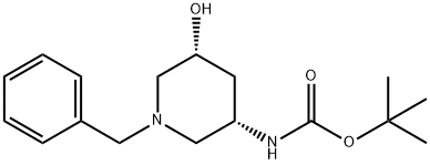 (3S,5R)-(1-Benzyl-5-hydroxy-piperidin-3-yl)-carbamic acid tert-butyl ester 구조식 이미지