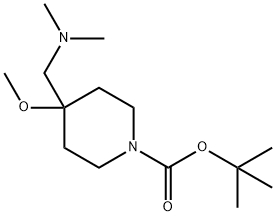 1-Piperidinecarboxylic acid, 4-[(dimethylamino)methyl]-4-methoxy-, 1,1-dimethylethyl ester Structure