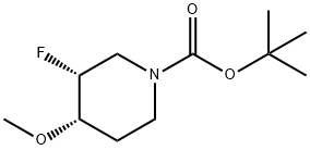 1-Piperidinecarboxylic acid, 3-fluoro-4-methoxy-, 1,1-dimethylethyl ester, (3R,4S)- Structure