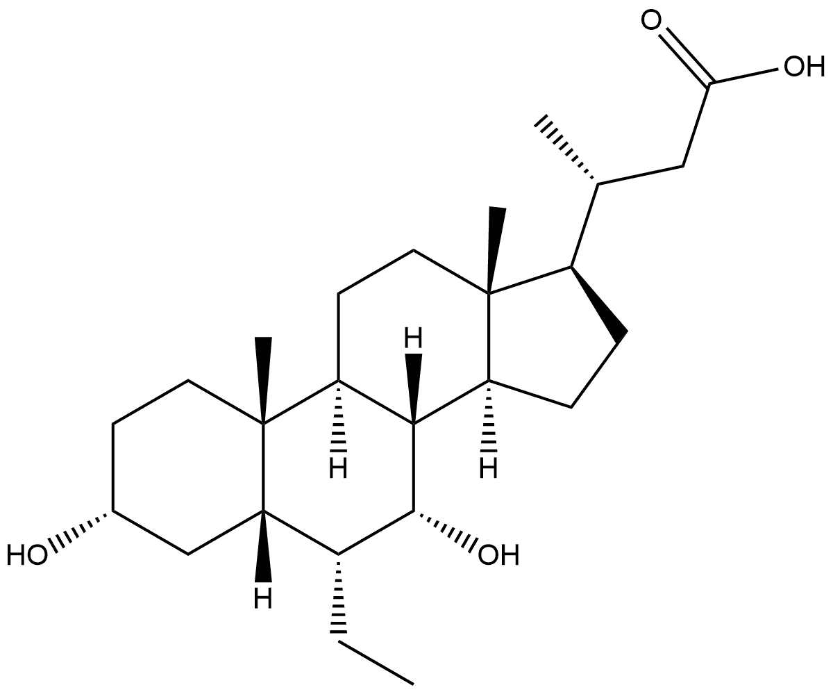 24-Norcholan-23-oic acid, 6-ethyl-3,7-dihydroxy-, (3α,5β,6α,7α)- 구조식 이미지