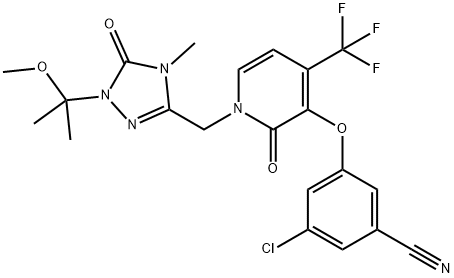 Benzonitrile, 3-chloro-5-[[1-[[4,5-dihydro-1-(1-methoxy-1-methylethyl)-4-methyl-5-oxo-1H-1,2,4-triazol-3-yl]methyl]-1,2-dihydro-2-oxo-4-(trifluoromethyl)-3-pyridinyl]oxy]- Structure