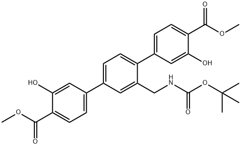 [1,1':4',1''-Terphenyl]-4,4''-dicarboxylic acid, 2'-[[[(1,1-dimethylethoxy)carbonyl]amino]methyl]-3,3''-dihydroxy-, 4,4''-dimethyl ester 구조식 이미지
