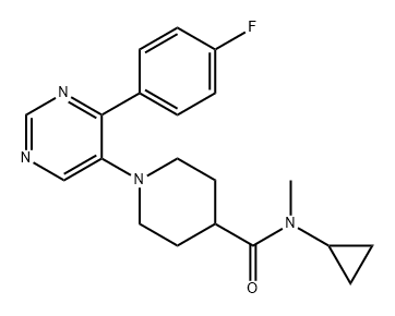 4-Piperidinecarboxamide, N-cyclopropyl-1-[4-(4-fluorophenyl)-5-pyrimidinyl]-N-methyl- 구조식 이미지