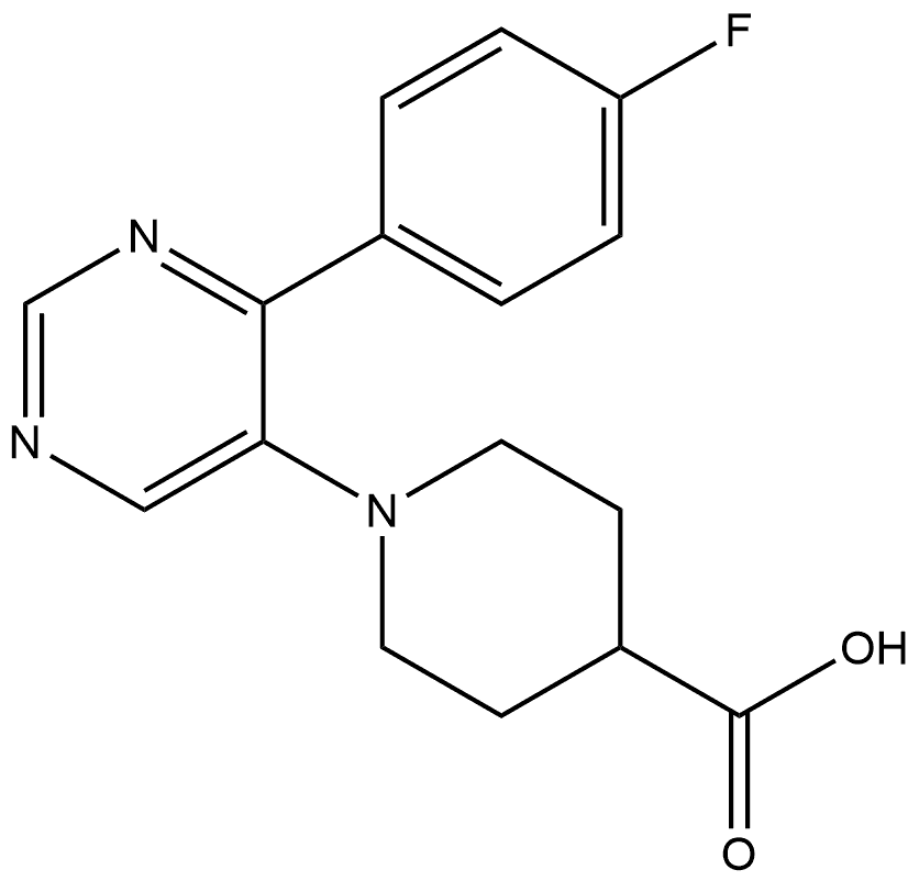 1-(4-(4-fluorophenyl)pyrimidin-5-yl)piperidine-4-carboxylic acid Structure