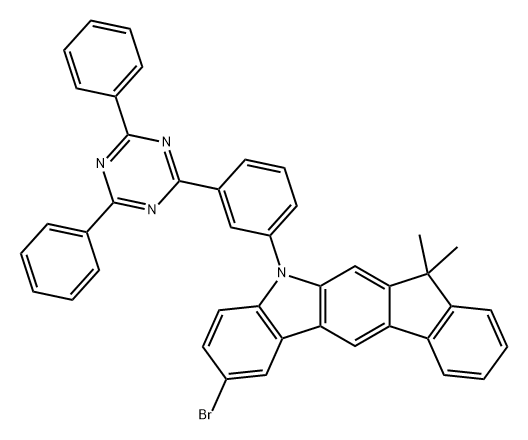 Indeno[2,1-b]carbazole, 2-bromo-5-[3-(4,6-diphenyl-1,3,5-triazin-2-yl)phenyl]-5,7-dihydro-7,7-dimethyl- Structure