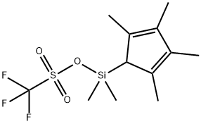 Methanesulfonic acid, 1,1,1-trifluoro-, dimethyl(2,3,4,5-tetramethyl-2,4-cyclopentadien-1-yl)silyl ester 구조식 이미지