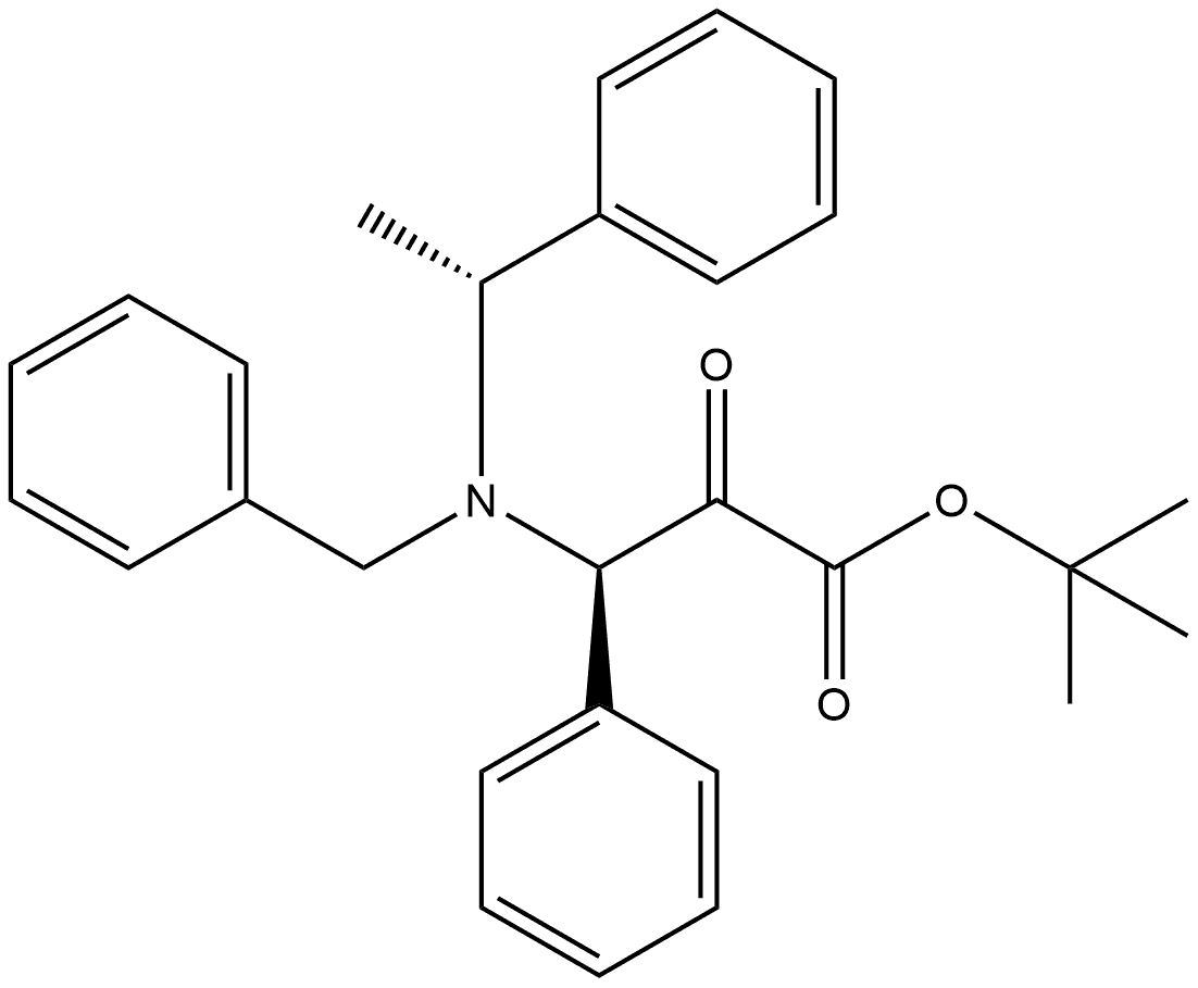 Benzenepropanoic acid, α-oxo-β-[(1-phenylethyl)(phenylmethyl)amino]-, 1,1-dimethylethyl ester, [R-(R*,R*)]- (9CI) Structure