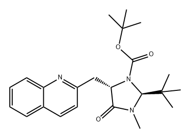 1-Imidazolidinecarboxylic acid, 2-(1,1-dimethylethyl)-3-methyl-4-oxo-5-(2-quinolinylmethyl)-, 1,1-dimethylethyl ester, (2S-trans)- (9CI) Structure