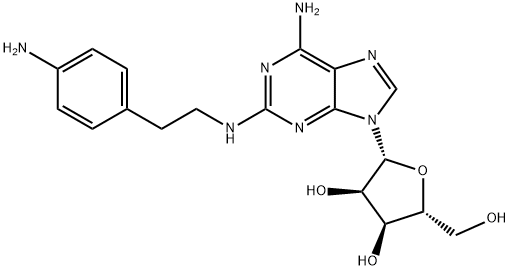 (2R,3R,4S,5R)-2-(6-Amino-2-((4-aminophenethyl)amino)-9H-purin-9-yl)-5-(hydroxymethyl)tetrahydrofuran-3,4-diol Structure