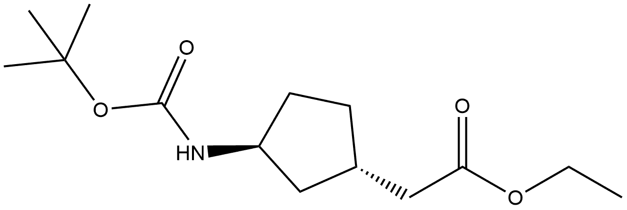 ethyl 2-((1S,3S)-3-((tert-butoxycarbonyl)amino)cyclopentyl)acetate Structure