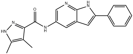 1H-Pyrazole-3-carboxamide, 4,5-dimethyl-N-(2-phenyl-1H-pyrrolo[2,3-b]pyridin-5-yl)- 구조식 이미지