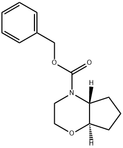 Cyclopent[b]-1,4-oxazine-4(4aH)-carboxylic acid, hexahydro-, phenylmethyl ester, (4aR,7aR)- Structure