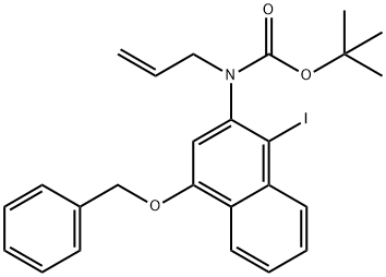 Carbamic acid, N-[1-iodo-4-(phenylmethoxy)-2-naphthalenyl]-N-2-propen-1-yl-, 1,1-dimethylethyl ester Structure